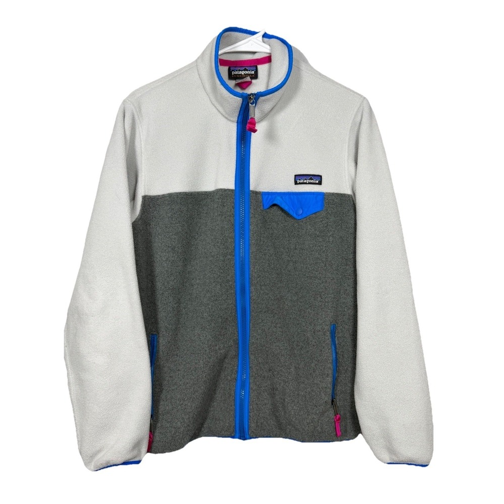 Patagonia Women's White, Gray & Blue Colorblock Full-Zip Fleece Jacket